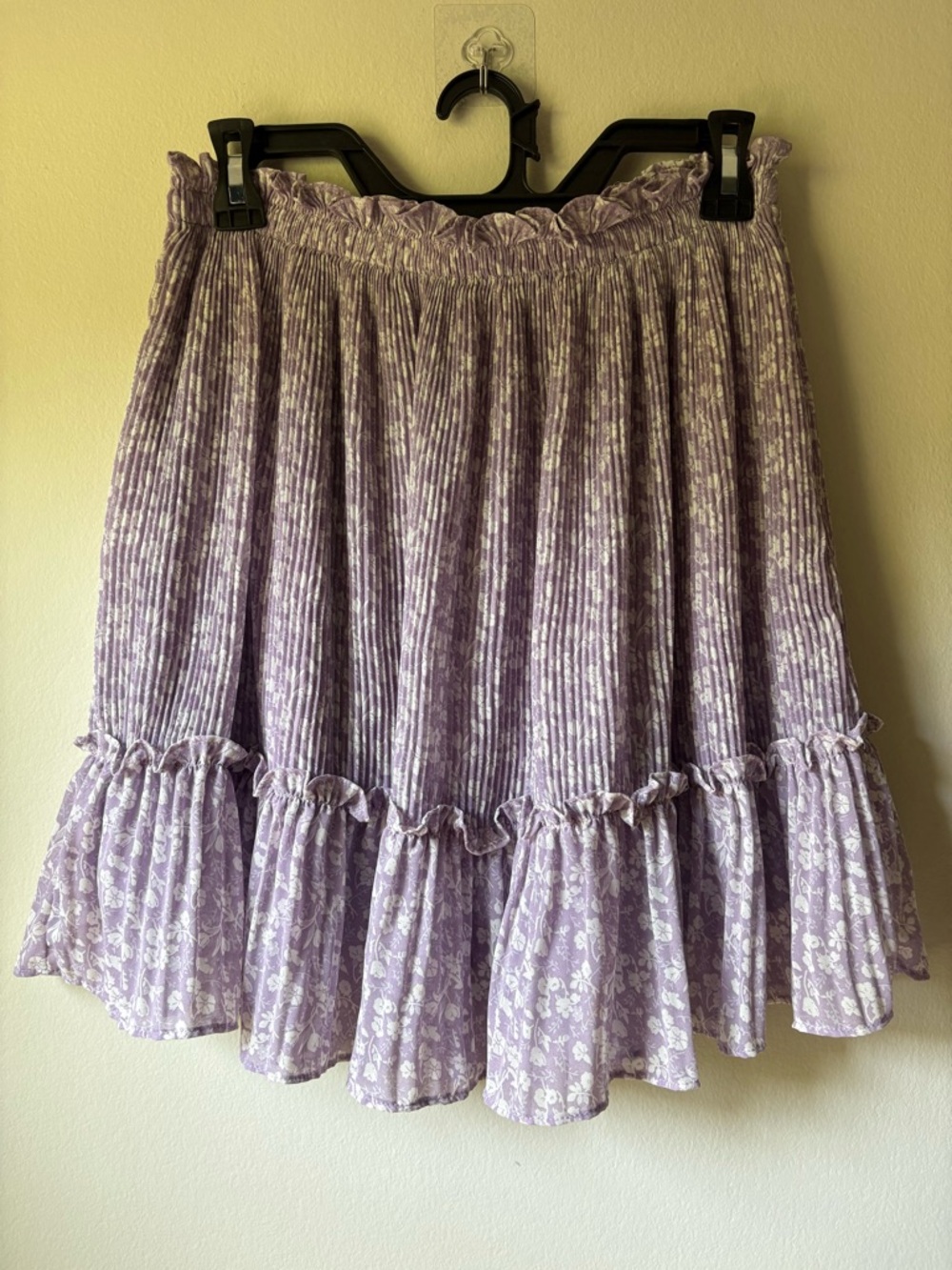 She + Sky Lavender Floral Tiered Mini Skirt